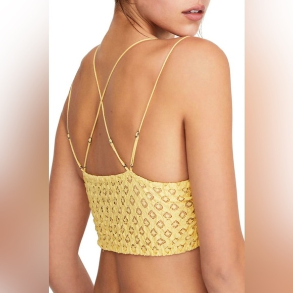 Free People Intimately FP Adella Longline Bralette Daffodil Yellow - Picture 2 of 8